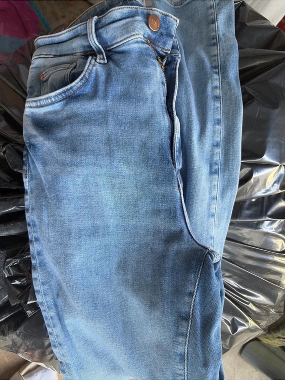 H&M Slim Straight Jeans in Light Blue Wash